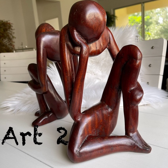ART-2 | Abstract Hand Carved Wood Thinking Man Feet Meeting Sculpture… - Picture 2 of 13